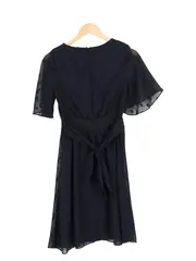 Vorschaubild 2 von Damen Freizeitkleid Gr. 32/XXS Schwarz Elegant Strukturmuster