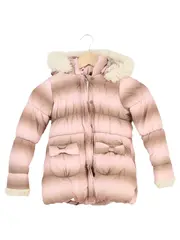 Vorschaubild 1 von Kinder Steppjacke Gr. 98 Rosa Farbverlauf Kapuze Fellbesatz