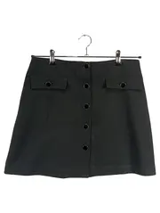 Vorschaubild 1 von Damen Minirock Gr. 38 Schwarz Knopfleiste A-Linie