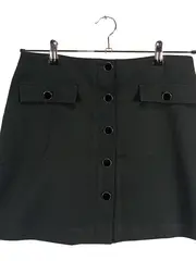 Vorschaubild 2 von Damen Minirock Gr. 38 Schwarz Knopfleiste A-Linie