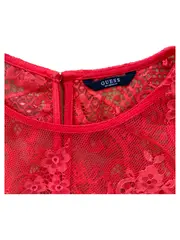 Vorschaubild 2 von Damen Top Shirt Rot Spitze XS Feminin Polyester