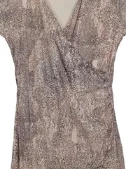 Vorschaubild 3 von Damen Wickelkleid Gr. 38 M Rosa Abstrakt Freizeitkleid