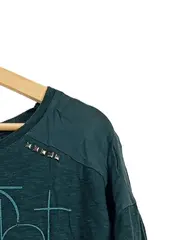 Vorschaubild 3 von EDC Damen Langarmshirt Gr. 38/M Petrol Casual mit Nieten Print