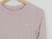 Vorschaubild 2 von Damen Langarmshirt gestreift Rosa Gr. 38 Baumwolle Casual