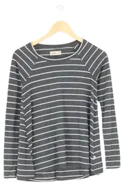 Vorschaubild 1 von Damen Langarmshirt Gr. 34/XS Grau Gestreift Casual Preppy