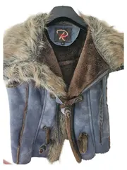 Vorschaubild 1 von RAnty Fellweste Damen Gr. M/10 Blau Kunstfell Weste Winterweste