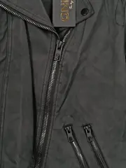 Vorschaubild 3 von Damen Bikerjacke Kunstleder Grau Gr. M Motorrad-Stil NEU
