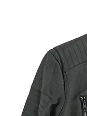 Vorschaubild 5 von Damen Bikerjacke Kunstleder Grau Gr. M Motorrad-Stil NEU