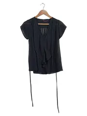 Vorschaubild 1 von Damen Bluse Elegant Schwarz Gr. 32/XXS Kurzarm Rüschen