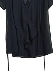 Vorschaubild 3 von Damen Bluse Elegant Schwarz Gr. 32/XXS Kurzarm Rüschen