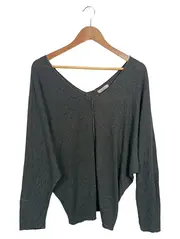 Vorschaubild 1 von ITALIA Damen Pullover Einheitsgröße Grau Casual Glitzer V-Ausschnitt