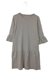 Vorschaubild 1 von Damen Jerseykleid Rüschenärmel Gr. 38/M Grau Meliert Casual