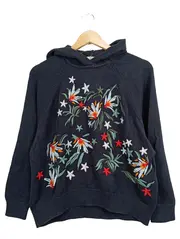 Vorschaubild 1 von EDC Damen Kapuzenpullover Gr. 36/S Grau Blumenstickerei Hoodie