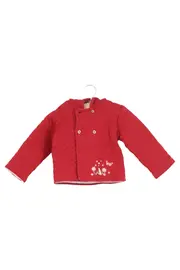 Vorschaubild 1 von Kinder Steppjacke Rot Gr. 74 Klassisch Gesteppt Kapuze Stickerei
