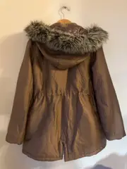 Vorschaubild 4 von Damen Parka Gr. 40/L Braun Outdoor Kapuze Fellbesatz