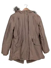 Vorschaubild 1 von Damen Parka Gr. 40/L Braun Outdoor Kapuze Fellbesatz
