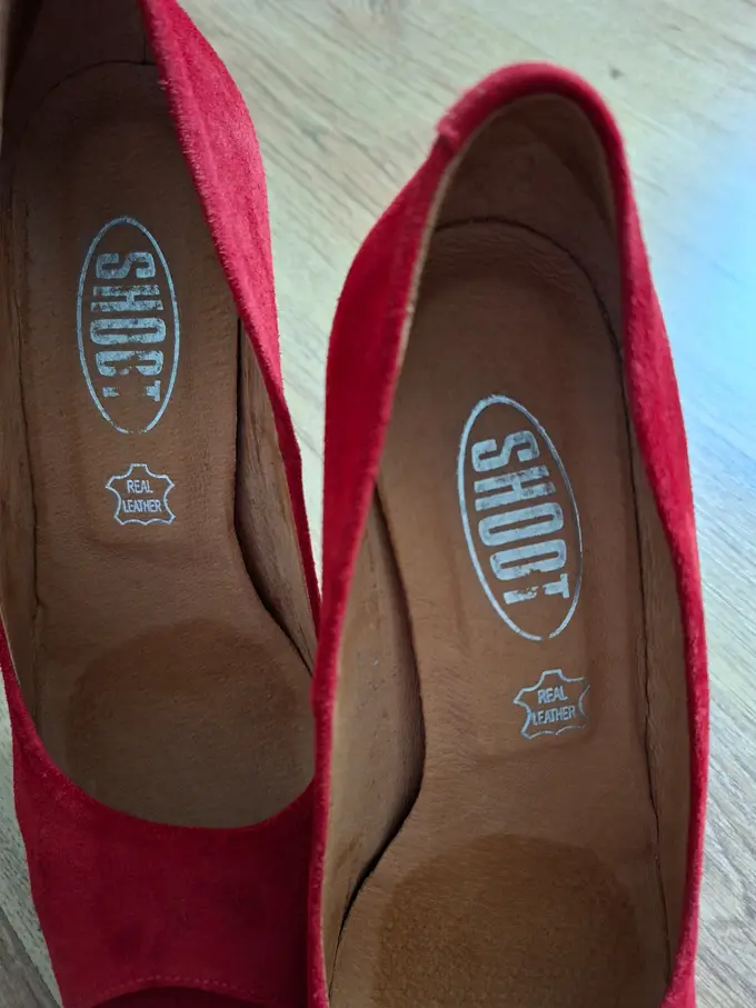 Scarpe Con Tacco Alto WOOD MEETS COLOR - T-Strap, Plateau, Punta Tonda, Colore Rosso Taglia 40