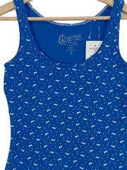 Vorschaubild 3 von Damen Top Ärmellos Dackel Stickerei Blau Gr. S