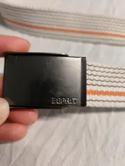 Vorschaubild 2 von Stoffgürtel Damen Weiß Orange Streifen Metallschnalle 106cm