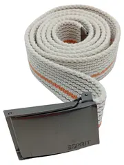 Vorschaubild 1 von Stoffgürtel Damen Weiß Orange Streifen Metallschnalle 106cm