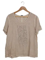 Vorschaubild 1 von Damen Bluse Gr. 44/XXL Beige Casual Kurzarm