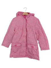 Vorschaubild 1 von Mädchen Regenjacke Gr. 128/134 Pink Weiß Kariert Kapuze