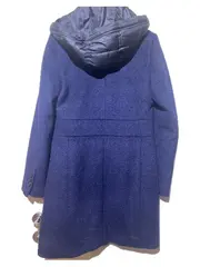 Vorschaubild 2 von Damen Übergangsmantel Wollmantel Blau Gr. XS Kapuze Klassisch