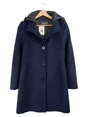 Vorschaubild 1 von Damen Übergangsmantel Wollmantel Blau Gr. XS Kapuze Klassisch