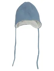 Vorschaubild 1 von Baby Strickmütze Bindemütze Blau Gr. 39 3-4 Monate Bio Baumwolle