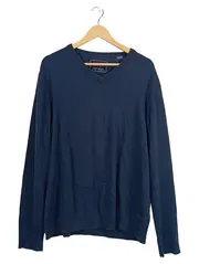 Vorschaubild 1 von Herren Pullover V-Ausschnitt Blau Baumwolle Gr. XXL Basic