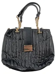 Vorschaubild 1 von Damen Henkeltasche Schwarz Lackleder-Optik Goldkette Elegant