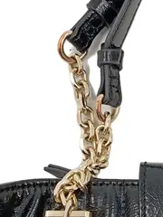 Vorschaubild 5 von Damen Henkeltasche Schwarz Lackleder-Optik Goldkette Elegant