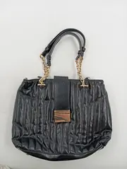 Vorschaubild 6 von Damen Henkeltasche Schwarz Lackleder-Optik Goldkette Elegant