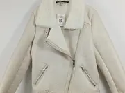 Vorschaubild 2 von Damen Lammfelljacke Bikerjacke Kunstfell Beige Gr. S