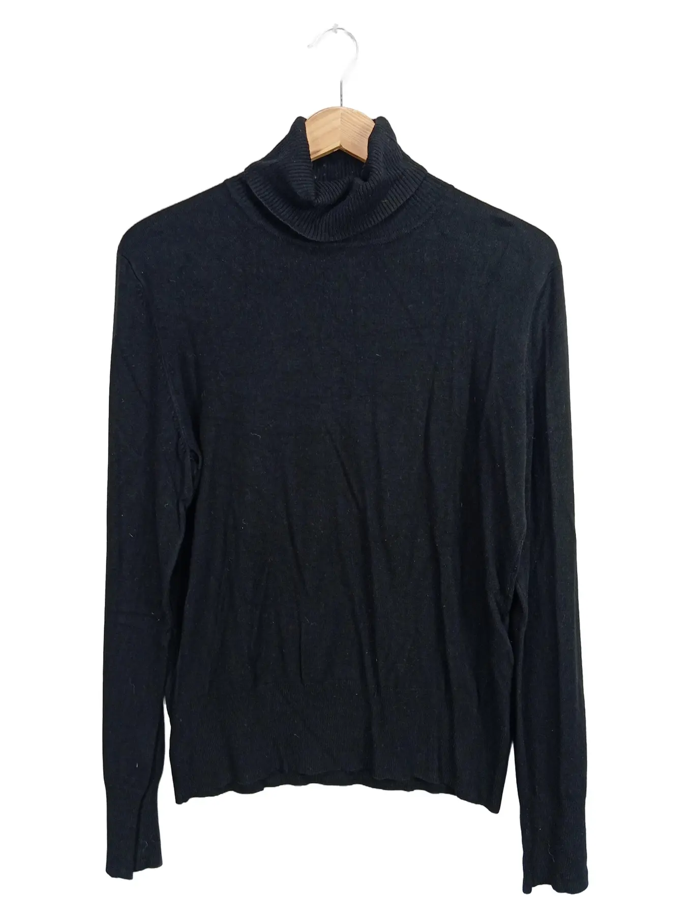 S.OLIVER Damen Rollkragenpullover Gr. 42/XL Schwarz Baumwolle Basic