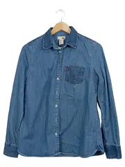 Vorschaubild 1 von Damen Jeanshemd Blau Gr. M Baumwolle Langarm Casual