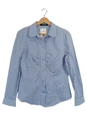 Vorschaubild 1 von TAIFUN Damen Hemdbluse Gr. 42/XL Blau Weiß Kariert Langarm Baumwolle