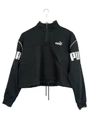 Vorschaubild 1 von Damen Pullover Cropped Sweatshirt Half-Zip Schwarz Gr. L Sportlich