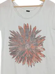 Vorschaubild 2 von Damen T-Shirt Gr. 40/L Weiß Casual mit Blumenmuster