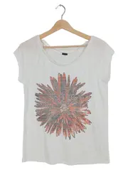 Vorschaubild 1 von Damen T-Shirt Gr. 40/L Weiß Casual mit Blumenmuster