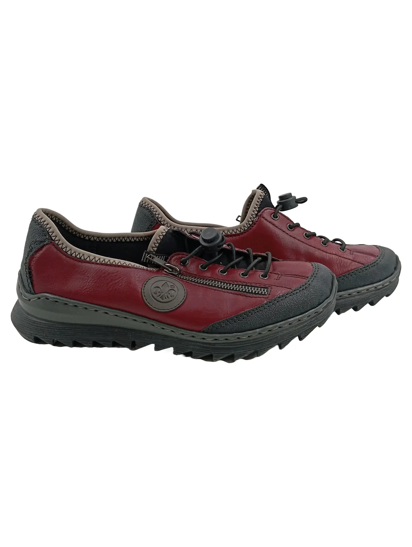 RIEKER Damen Schnürschuhe Gr. 37 Rot Casual Antistress Bequemschuhe