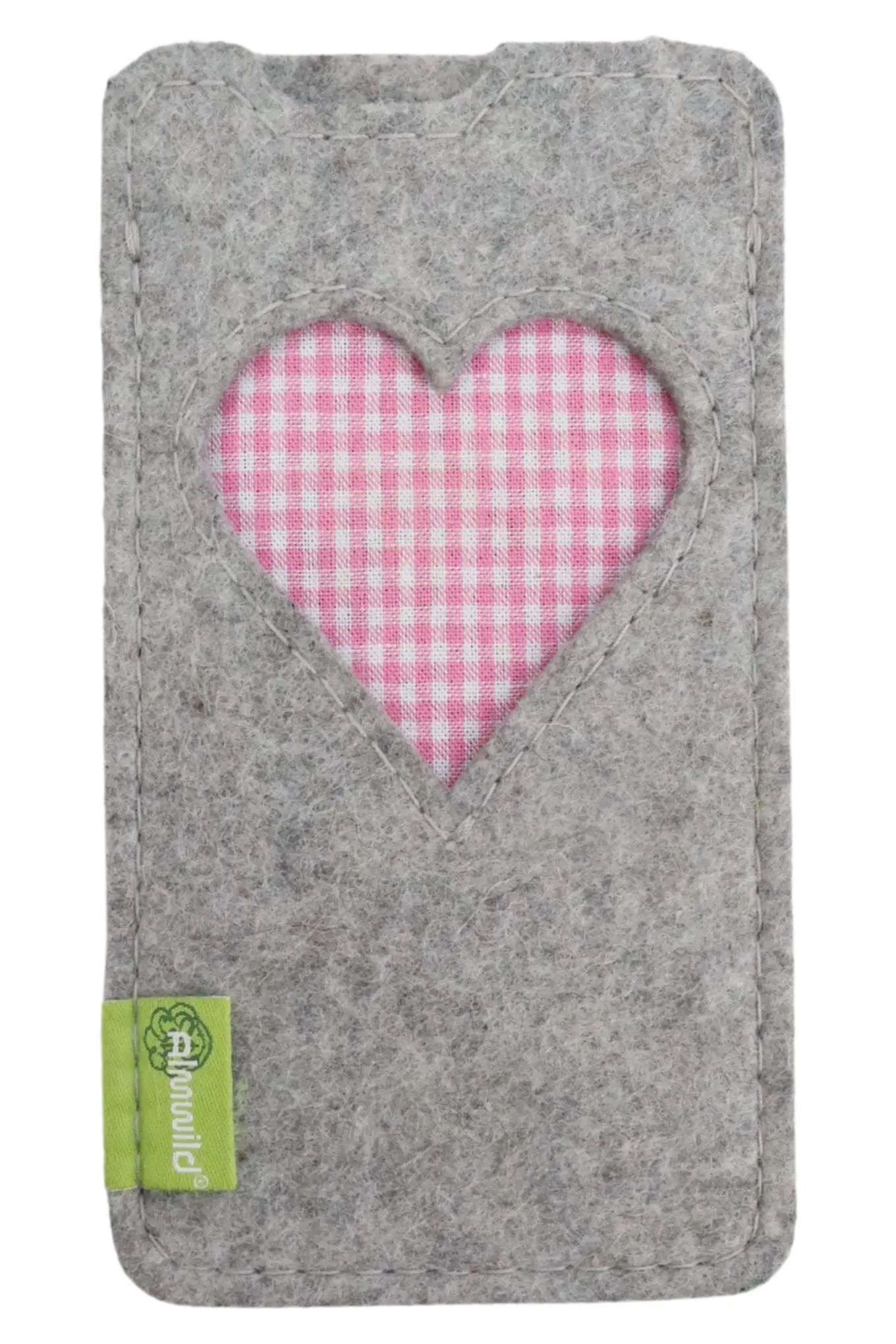 ALMWILD Handytasche Damen Grau Filz Herz Vintage Romantisch Charmant