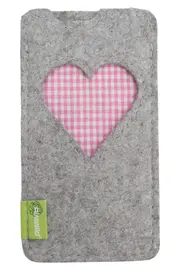 Vorschaubild 1 von Handytasche Damen Grau Filz Herz Vintage Romantisch Charmant