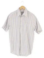 Vorschaubild 1 von Herren Freizeithemd L/50 Gestreift Kurzarm Weiß Klassisch