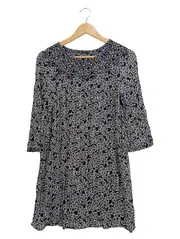 Vorschaubild 1 von Damen Freizeitkleid Gr. 36 S Blau Blumenmuster Minikleid