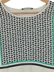 Vorschaubild 2 von Bluse Damen Kurzarm Vogelmuster Weiß Gr. 38 Casual Polyester