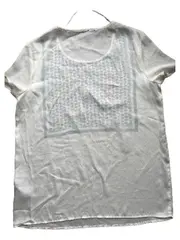 Vorschaubild 5 von Bluse Damen Kurzarm Vogelmuster Weiß Gr. 38 Casual Polyester