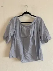 Vorschaubild 4 von Damen Bluse Off-Shoulder gestreift Gr. 44 Blau Casual