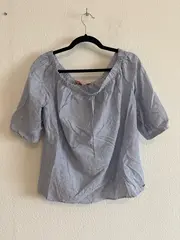 Vorschaubild 3 von Damen Bluse Off-Shoulder gestreift Gr. 44 Blau Casual