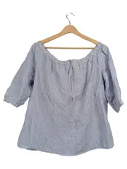 Vorschaubild 1 von Damen Bluse Off-Shoulder gestreift Gr. 44 Blau Casual